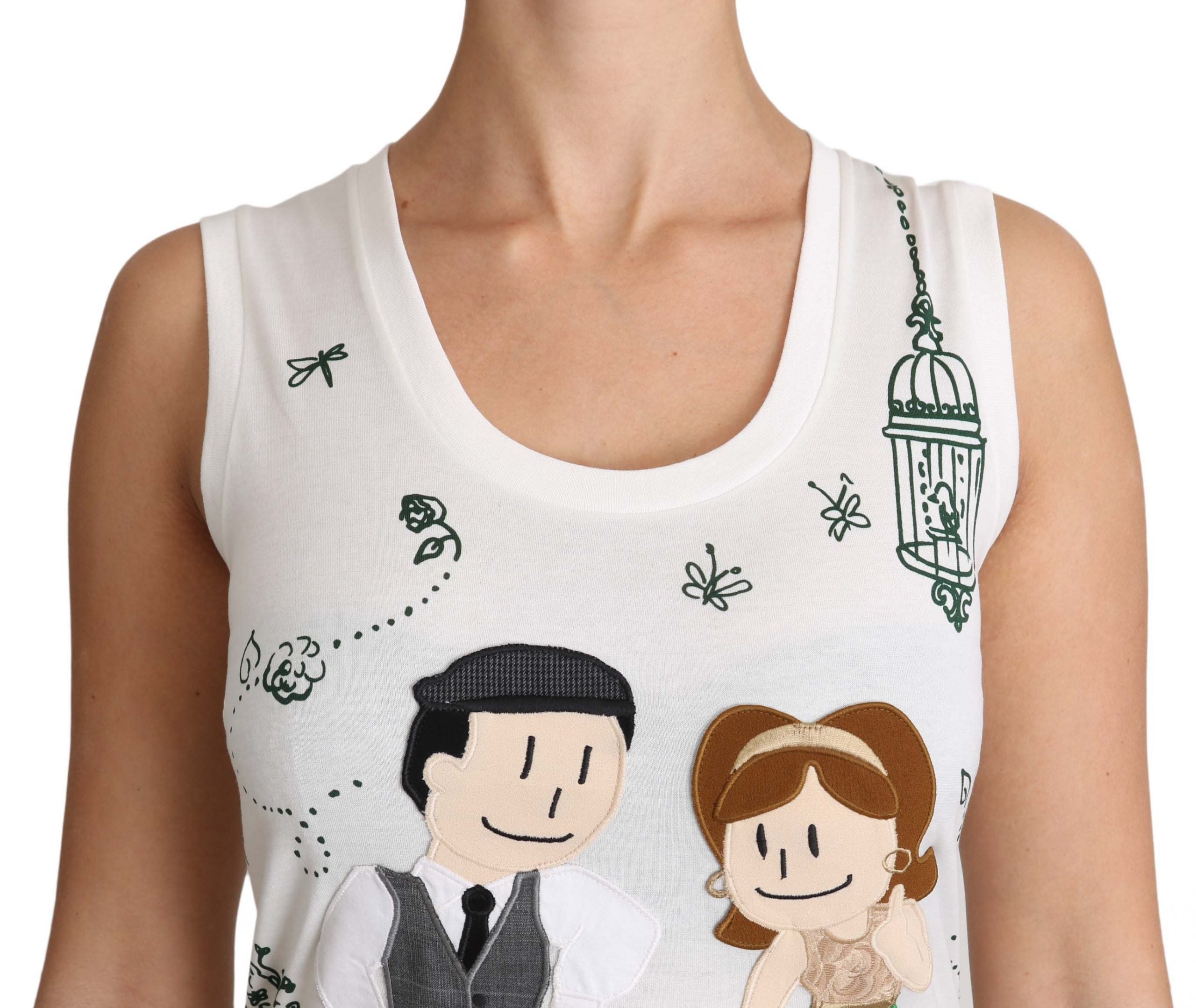 White cotton sleeveless tank top from Dolce & Gabbana featuring a relaxed fit and minimalist design.