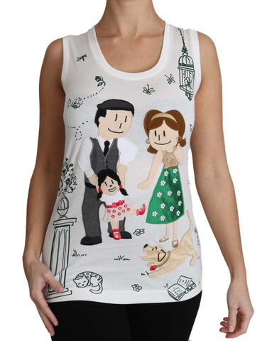 White cotton sleeveless tank top from Dolce & Gabbana with a classic fit and clean design.