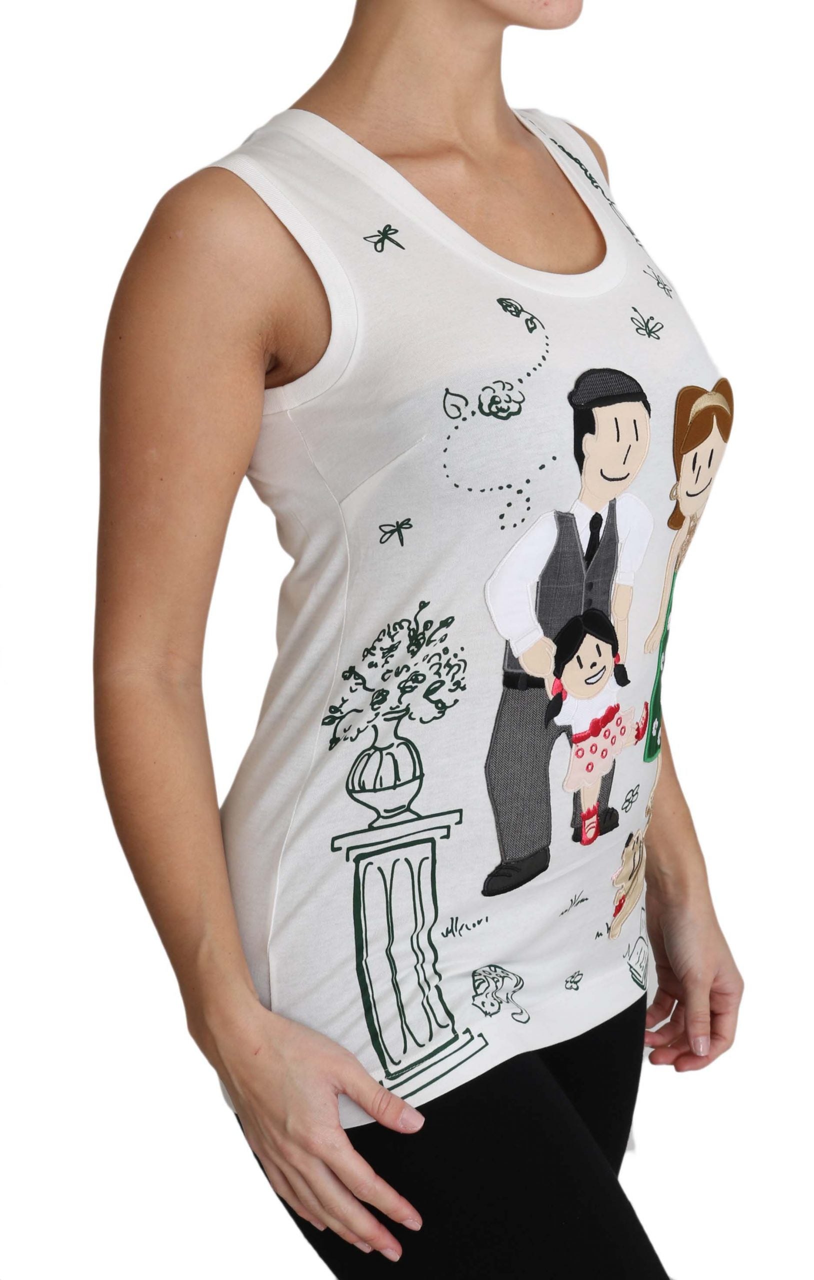 White cotton sleeveless tank top from Dolce & Gabbana with a simple, classic design and clean neckline.