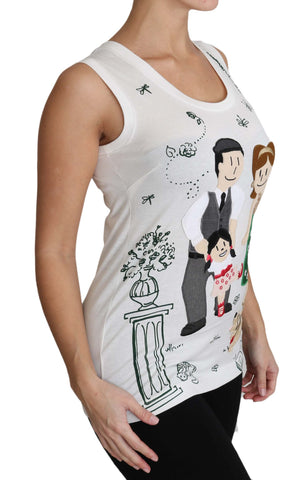 White cotton sleeveless tank top from Dolce & Gabbana with a simple, classic design and clean neckline.