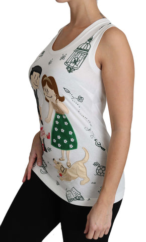 White cotton sleeveless tank top from Dolce & Gabbana with a relaxed fit and sleeveless design.