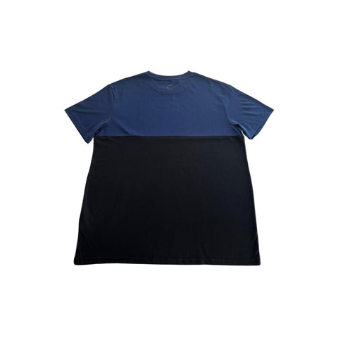 Trussardi Beachwear TRU25MTS02 Navy and Black swim trunks with elastic waistband and side pockets, displayed on a white background.