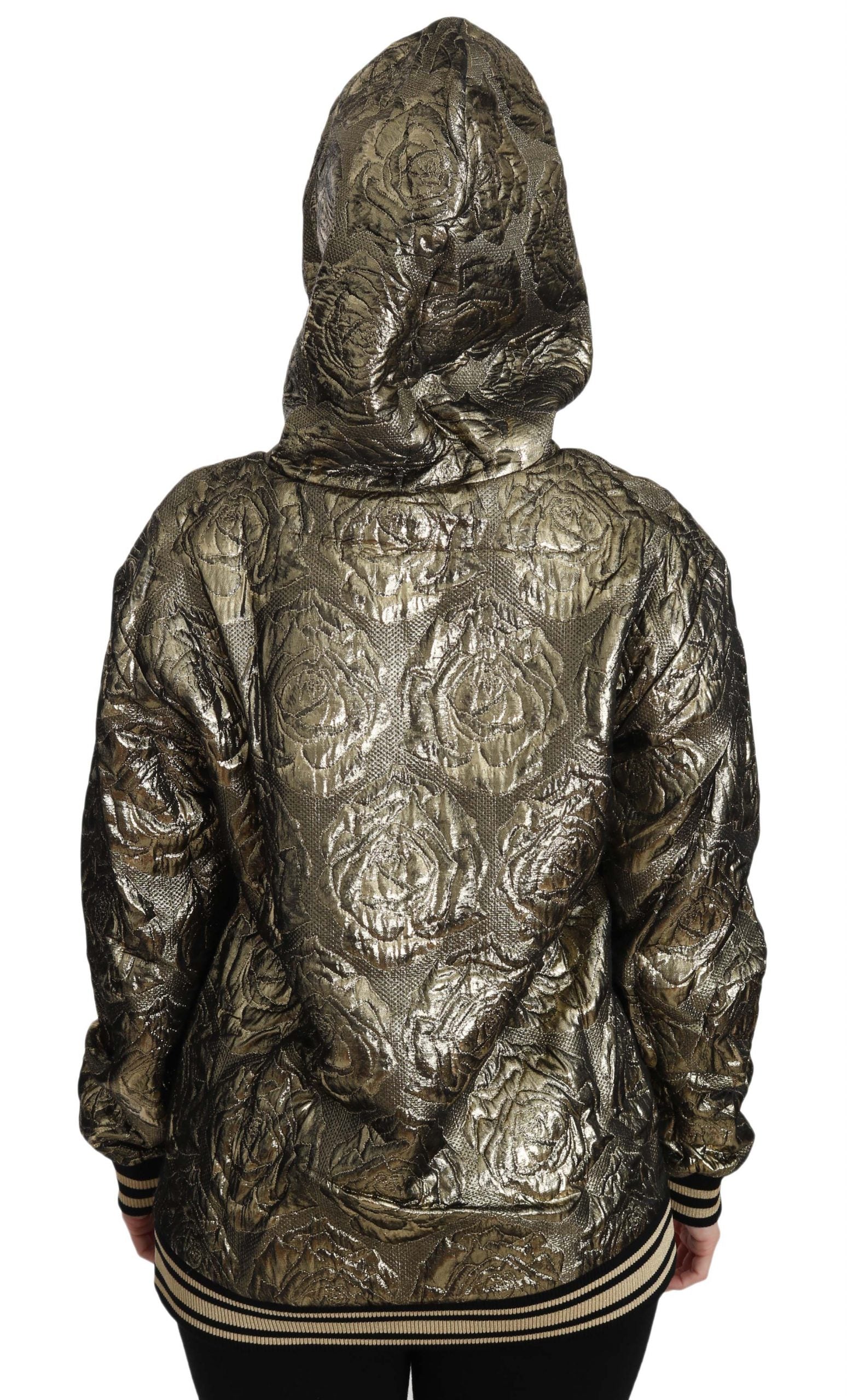 Dolce & Gabbana "I'm The Queen" jacquard gold sweatshirt hoodie with bold text and stylish design.