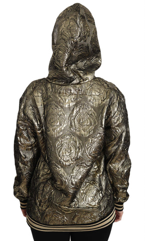 Dolce & Gabbana "I'm The Queen" jacquard gold sweatshirt hoodie with bold text and stylish design.