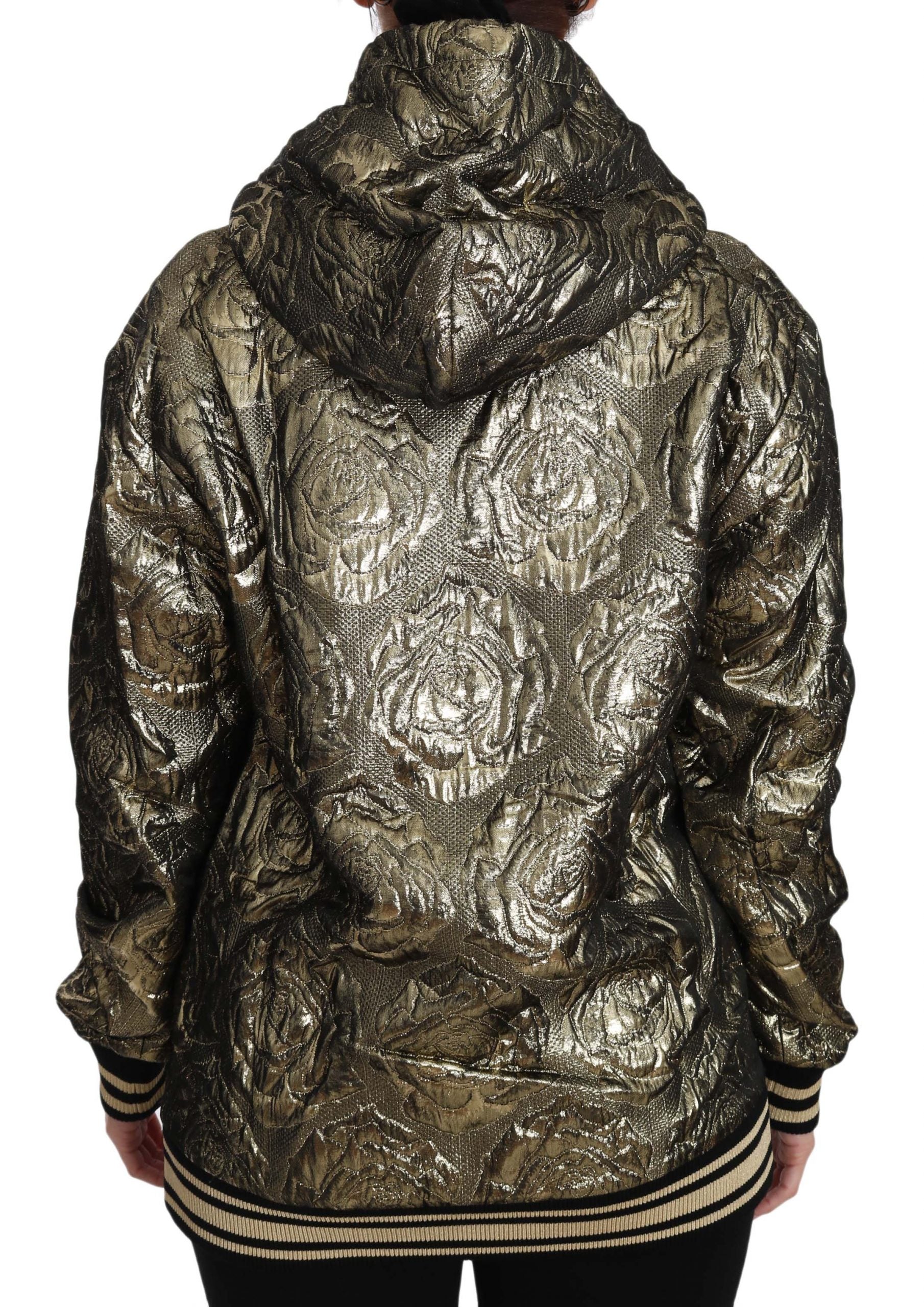 Dolce & Gabbana Im The Queen jacquard gold sweatshirt hoodie with bold text and stylish design on front.