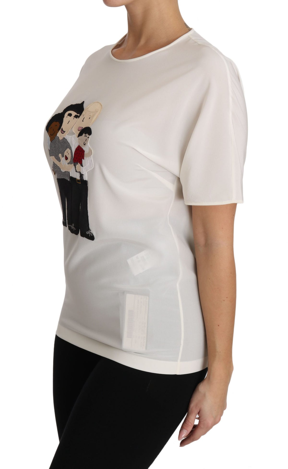 White silk stretch T-shirt by Dolce & Gabbana, featuring a sleek, fitted design and soft fabric for a luxurious look.