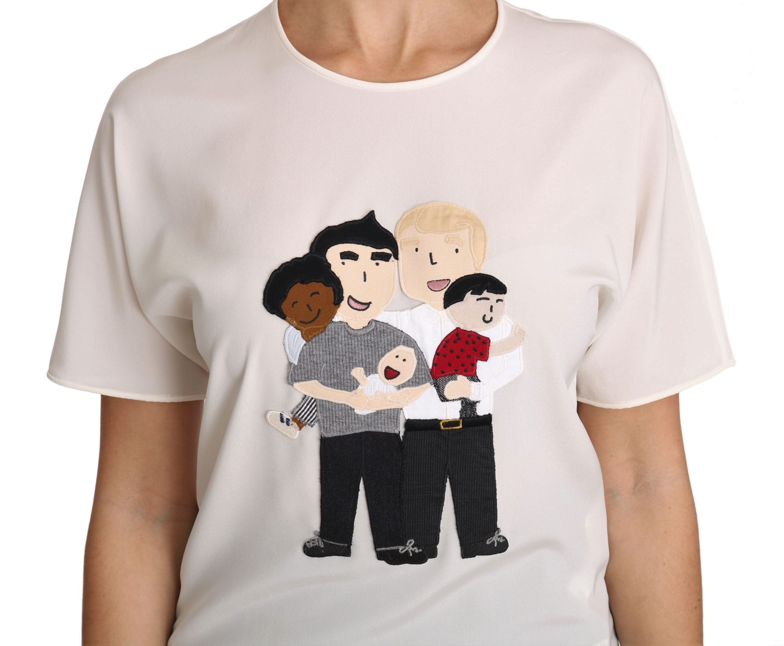 White silk stretch T-shirt by Dolce & Gabbana featuring a classic crew neck and smooth fabric.