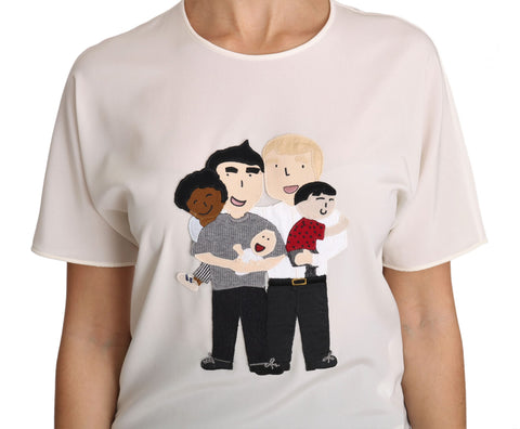 White silk stretch T-shirt by Dolce & Gabbana featuring a classic crew neck and smooth fabric.
