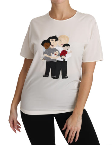 White silk stretch T-shirt from Dolce & Gabbana featuring a sleek, fitted design and smooth fabric.