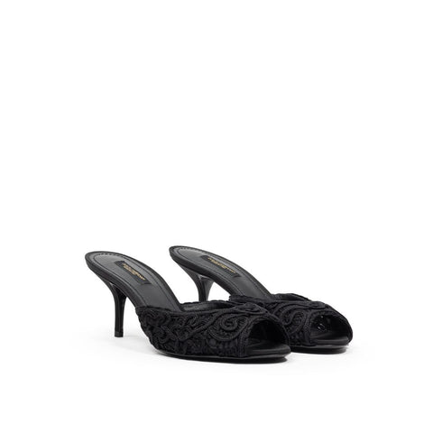 Black Cotton Mules