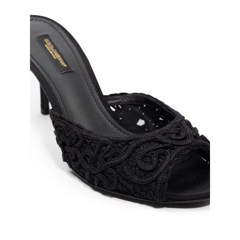 Black Cotton Mules