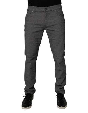 Gray Cotton Stretch Skinny Denim Jeans