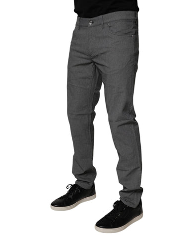 Gray Cotton Stretch Skinny Denim Jeans