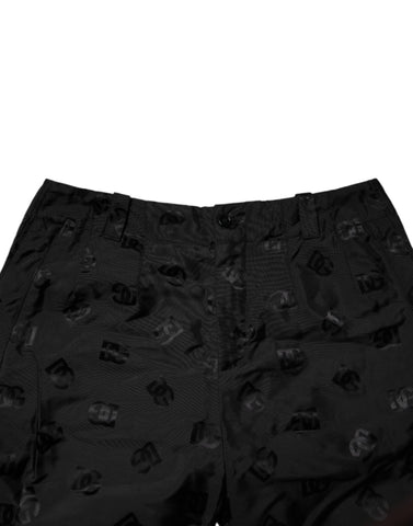 Black Logo Monogram Straight Pants