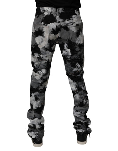 Multicolor Camouflage Tattered Skinny Denim Jeans