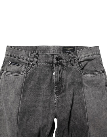 Two Tone Gray Cotton Denim Jeans