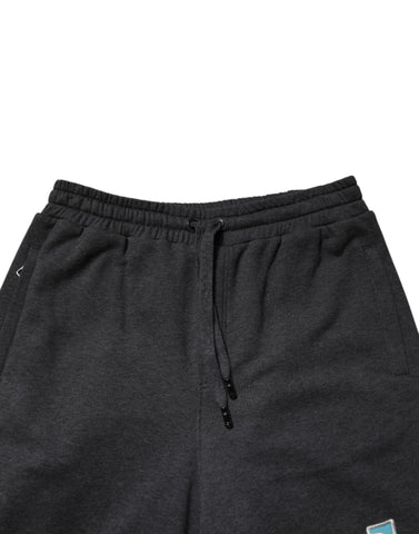 Dark Gray Cotton Layered Straight Sweatpants Pants