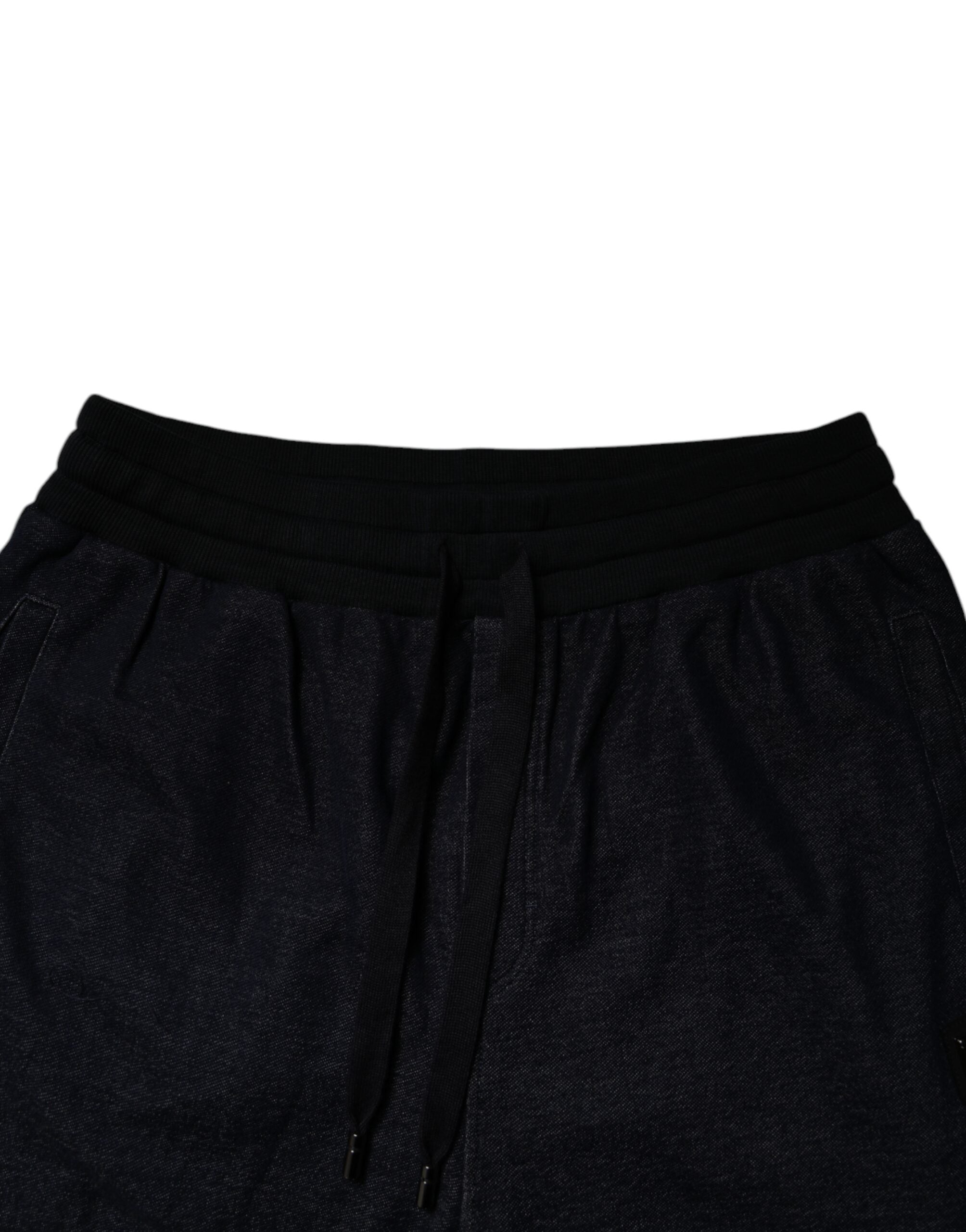 Black Jacquard Cotton Jogger Sweatpants Pants