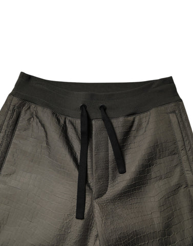 Brown Lambskin Leather Men Sweatpants Pants