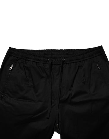 Black Cotton Stretch Jogger Sweatpants Pants