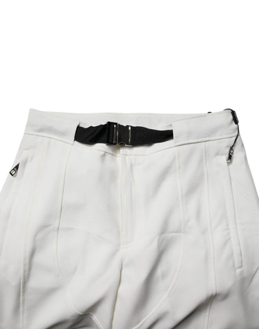 White Mid Waist Wide Leg Pants