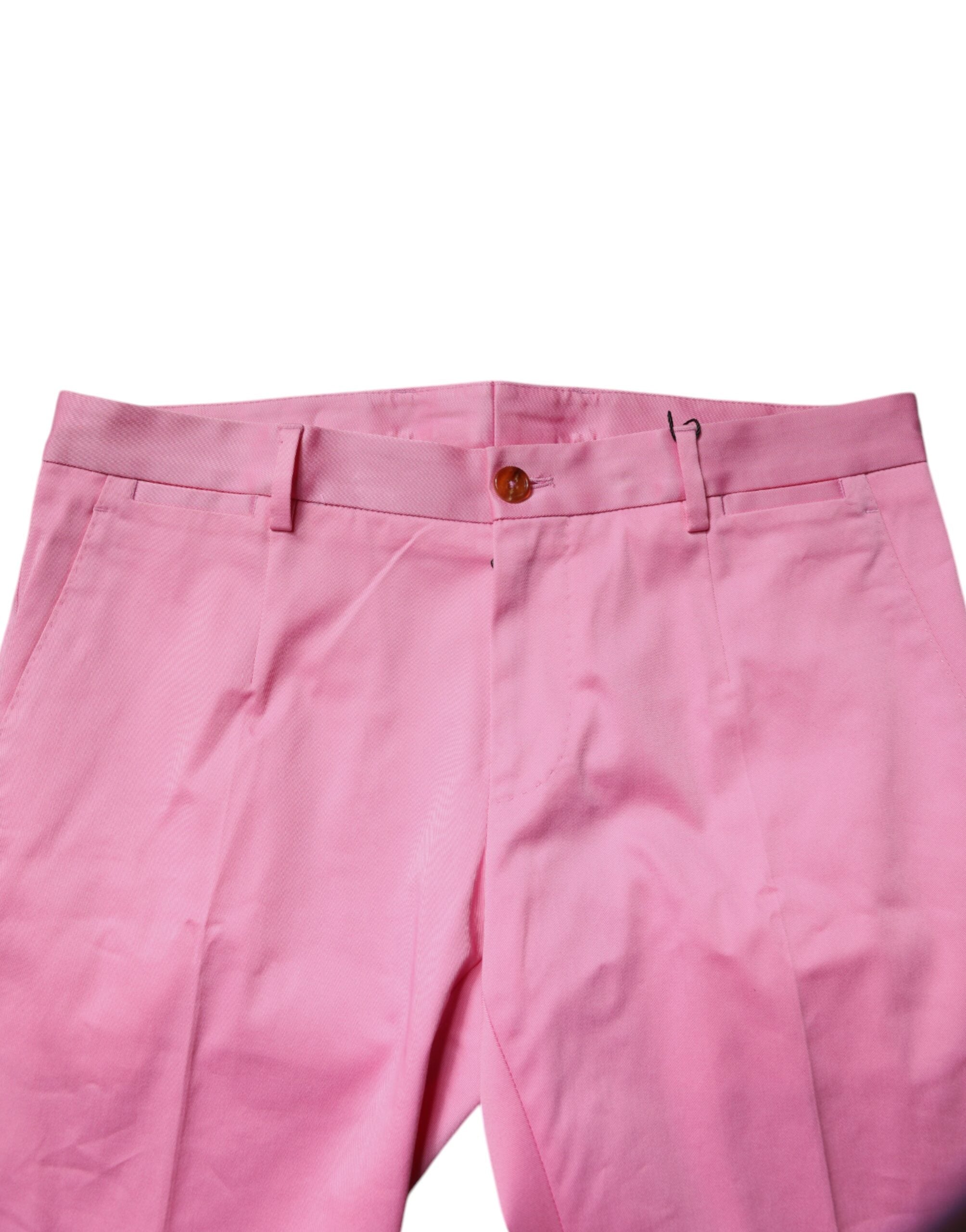 Pink Cotton Slim Fit Men Dress Formal Pants
