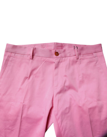 Pink Cotton Slim Fit Men Dress Formal Pants