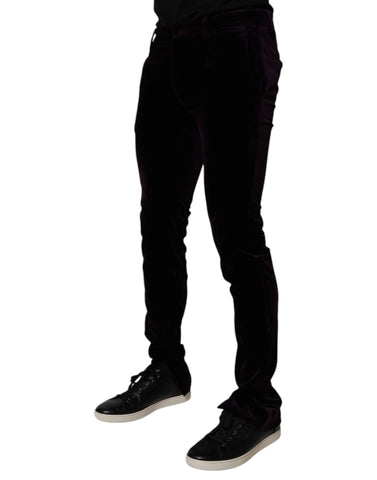 Violet Velvet Cotton Men Dress Formal Pants