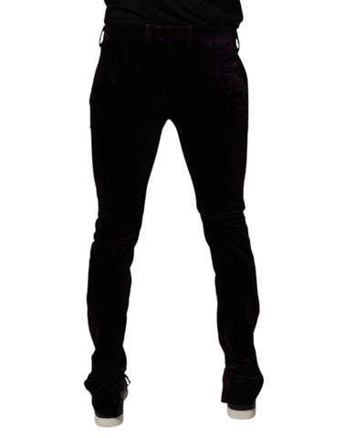 Violet Velvet Cotton Men Dress Formal Pants