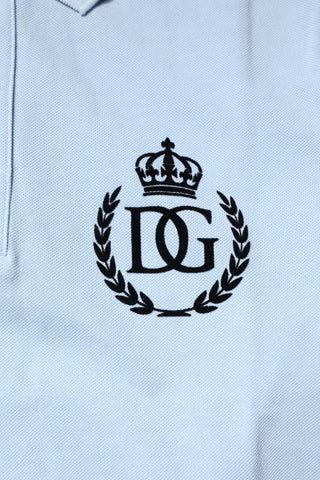 Sky Blue Cotton Crown Collared Polo T-shirt