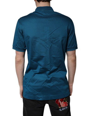 Blue Logo Cotton Men Polo Shirt T-shirt