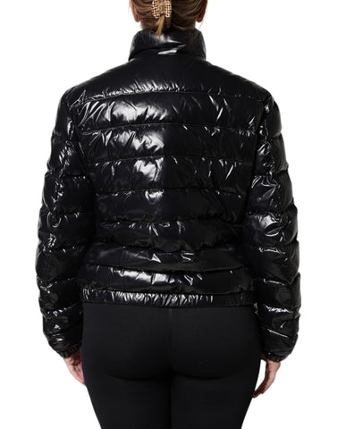 Black Logo Plaque Full Zip Puffer Jacket