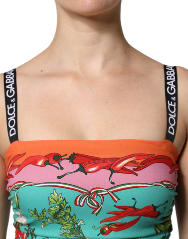 Multicolor Printed Silk Sleeveless Midi Dress