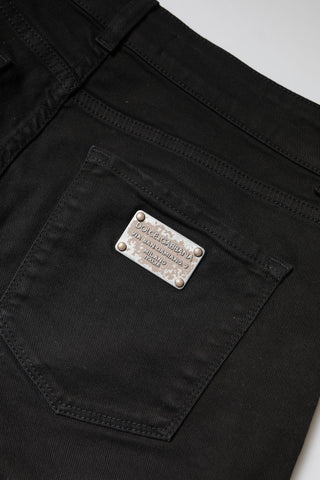Black Cotton High Waist Skinny Denim Jeans