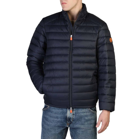 Blue Save The Duck Alexander down-filled jacket by Jag Couture London, showing the puffer style and brand logo.