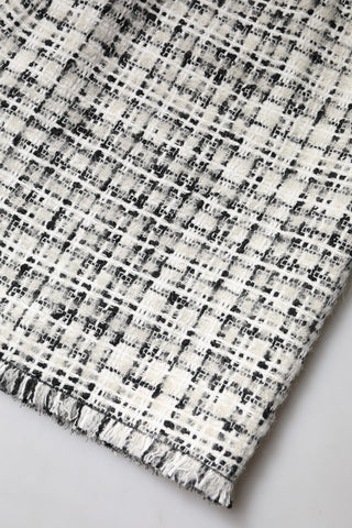 White Black High Waist Tartan Tweed Mini Skirt
