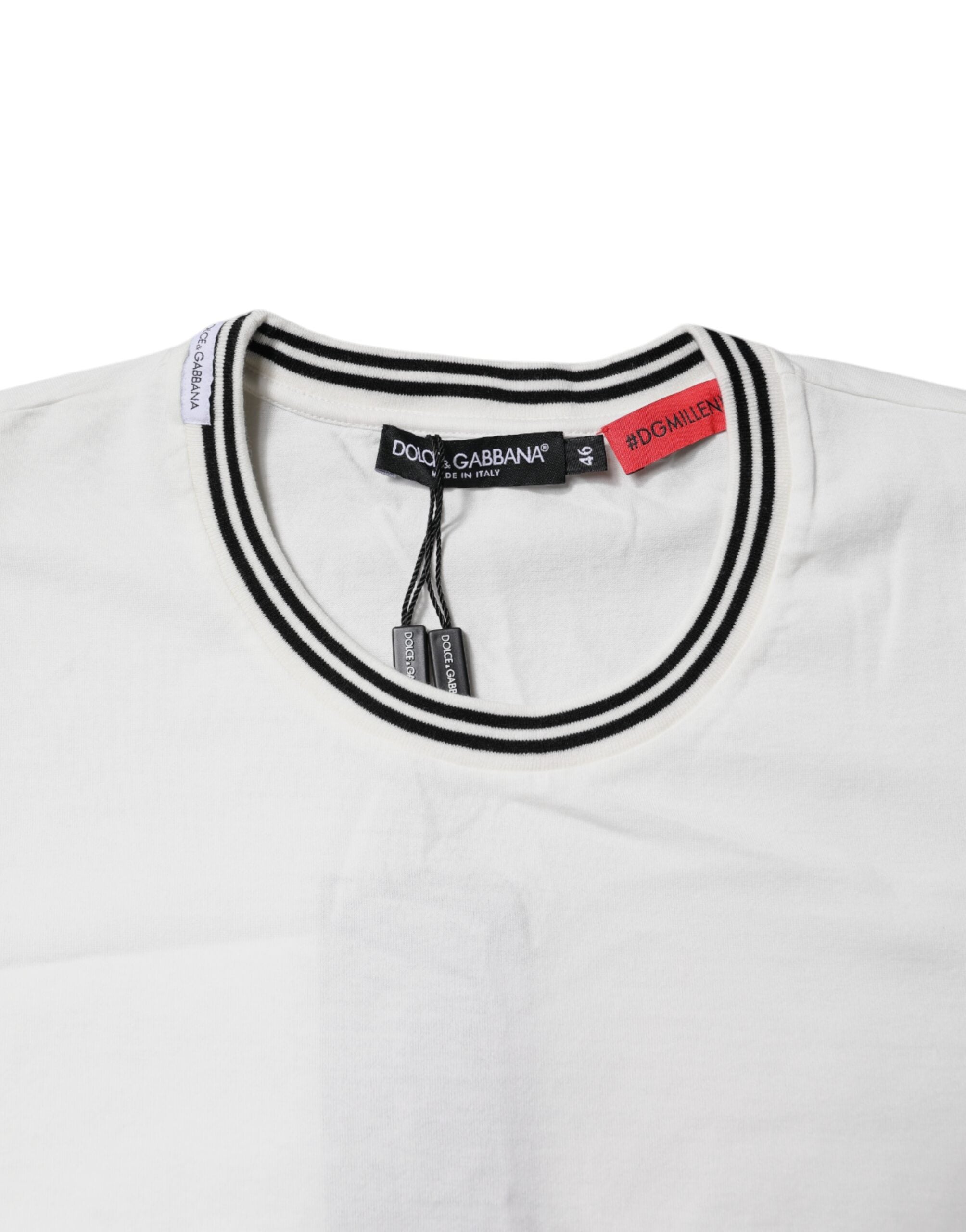 White #DGMillennials Cotton Crewneck T-shirt