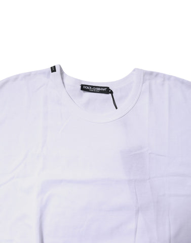 White Cotton Crew Neck Cropped T-shirt Top