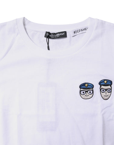 White #DGFamily Cotton Crew Neck T-shirt