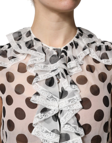 White Black Polka Dot Cotton Sleeveless Top