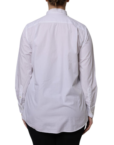 White Ascot Collar Long Sleeve Blouse Top