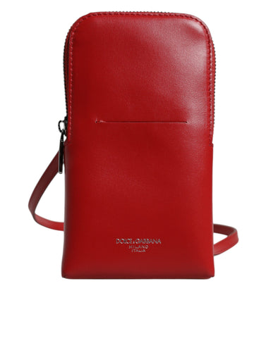 Red Leather Purse Phone Sling Crossbody Neck Strap Bag