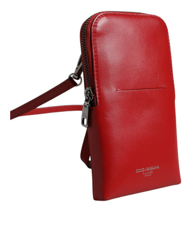 Red Leather Purse Phone Sling Crossbody Neck Strap Bag