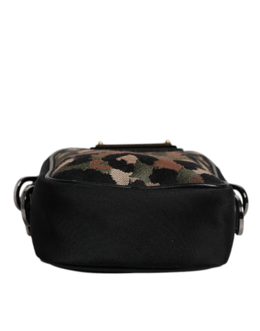 Multicolor Leopard Jacquard Logo Plaque Neck Strap Bag