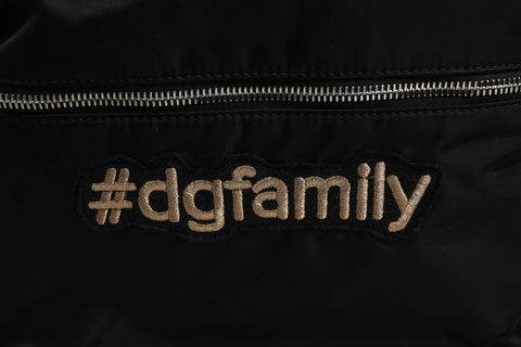 Black Nylon #DGFAMILY Embellished Backpack VULCANO Bag
