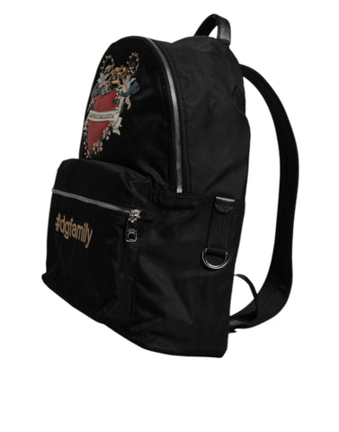 Black Nylon #DGFAMILY Embellished Backpack VULCANO Bag