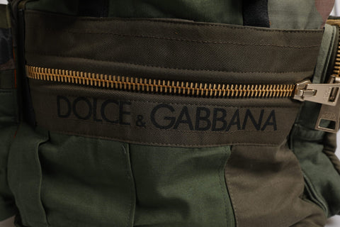 Military Green Patchwork Travel Backpack Bag