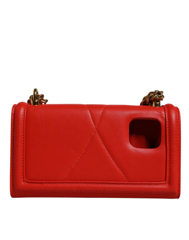 Red Quilted Devotion Crossbody Chain Phone Cover Bag