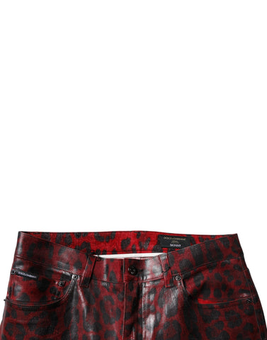 Red Leopard Cotton Skinny Men Denim Jeans