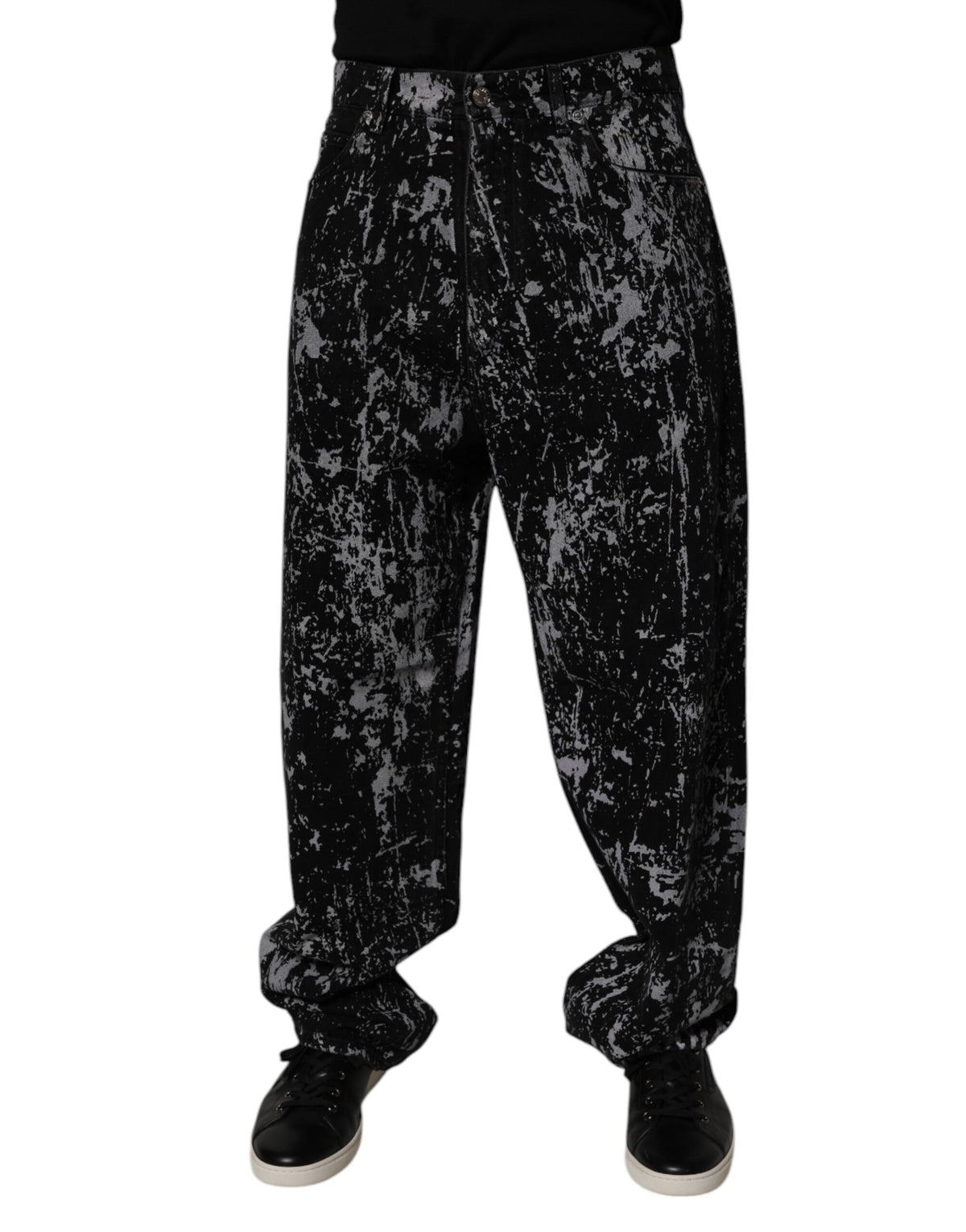 Dark Gray Tie Dye Cotton Straight Men Denim Jeans